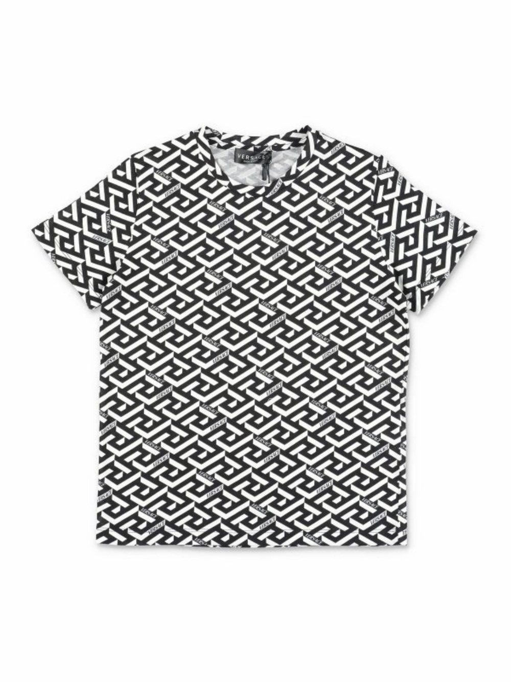 Versace Kids Black & White Geometric Logo Tee